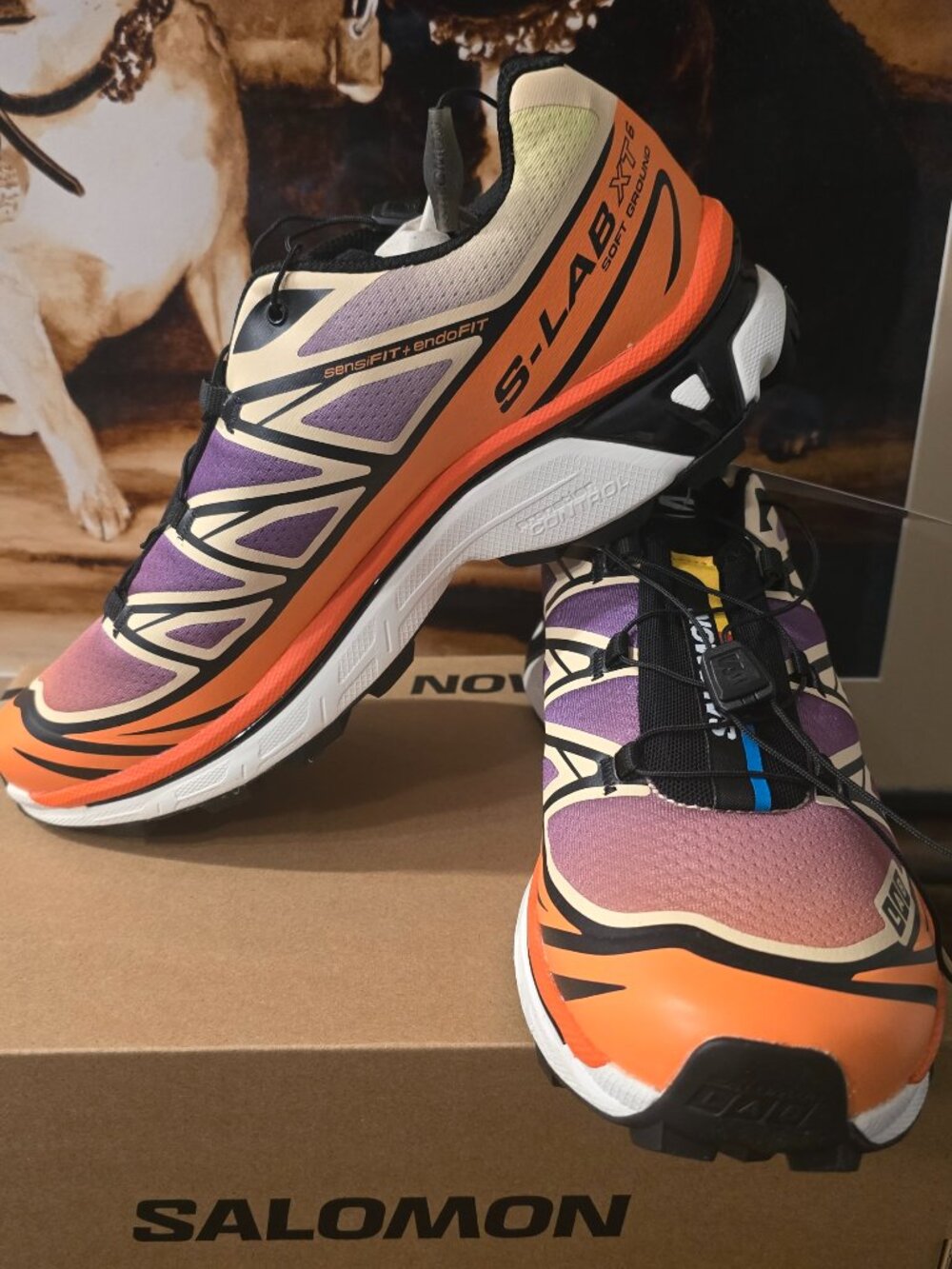 Salomon XT-6 Black Almond Cream Dragon Fire L49154300 Men's Size 10 US NEW